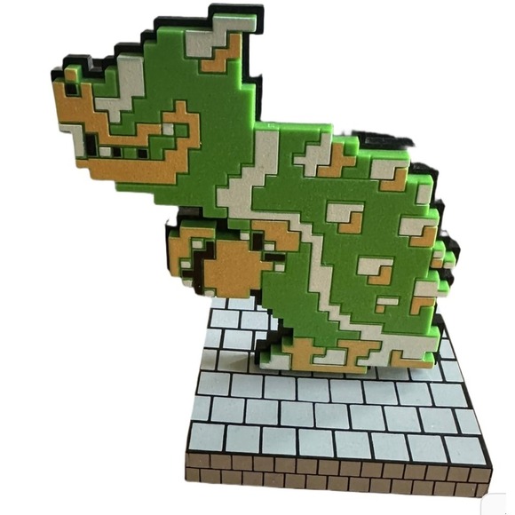 Nintendo Super Mario Bros Bowser Vinyl Figure Stand Rare Pixel - Picture 1 of 4